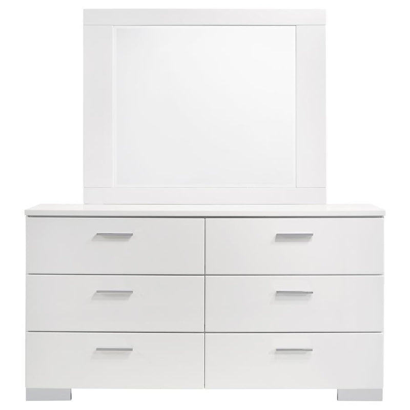 Felicity - 6-Drawer Dresser With Mirror - Glossy White