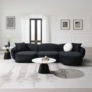 Lucifer - Sectional Sofa With 3 Pillows - Black Shimmer Chenille