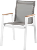 Nizuc - Outdoor Patio Dining Arm Chair With White Frame And Natural Arms (Set of 2)