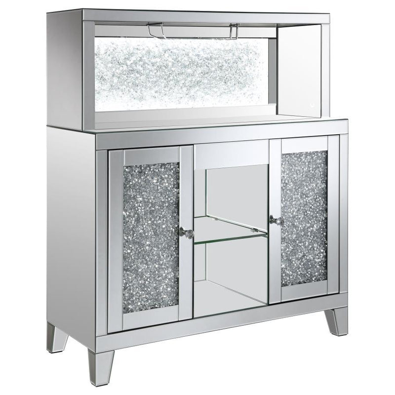 Yvaine - 2-Door Mirrored Acrylic Home Bar Wine Cabinet - Silver