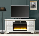 Noralie - TV Stand With Fireplace - Mirrored & Faux Diamonds