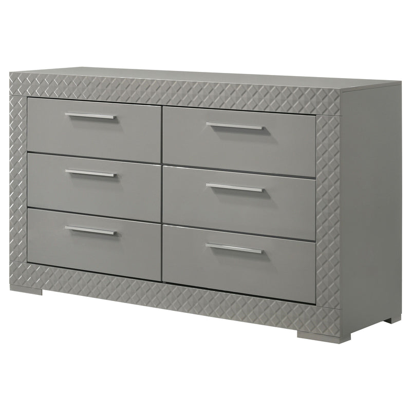 Ives - 6-Drawer Dresser Cabinet - Gray High Gloss