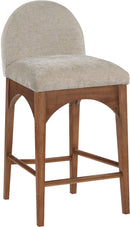 Waldorf - Chenille Stool With Brown Legs