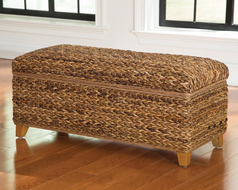 Laughton - Hand-Woven Banana Leaf Storage Trunk - Amber