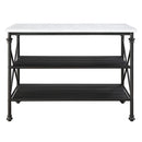 Brahm - Kitchen Island - White Marble Top & Gray