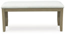 Calmoro - Large Upholstered Dining Room Bench - Off White / Gray