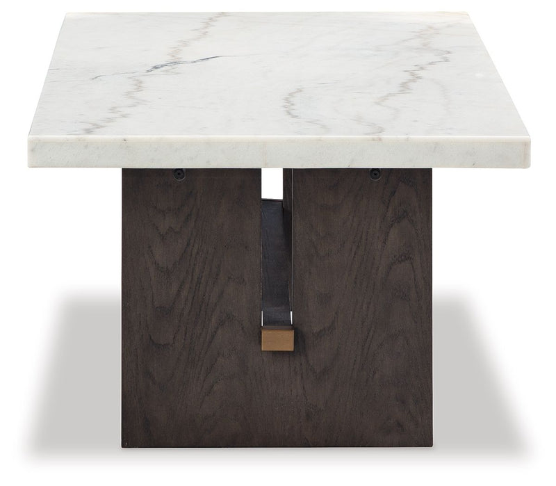 Burkhaus - White / Dark Brown - Rectangular Cocktail Table