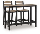 Shoreline Beach - Outdoor Counter Table And 2 Barstools (Set of 3) - Black / Beige