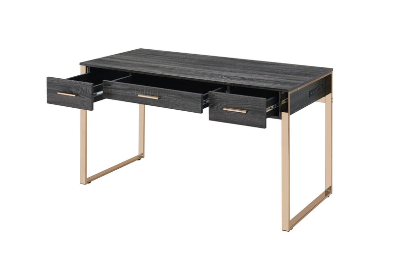 Perle - Vanity Desk - Champagne Gold & Black Finish