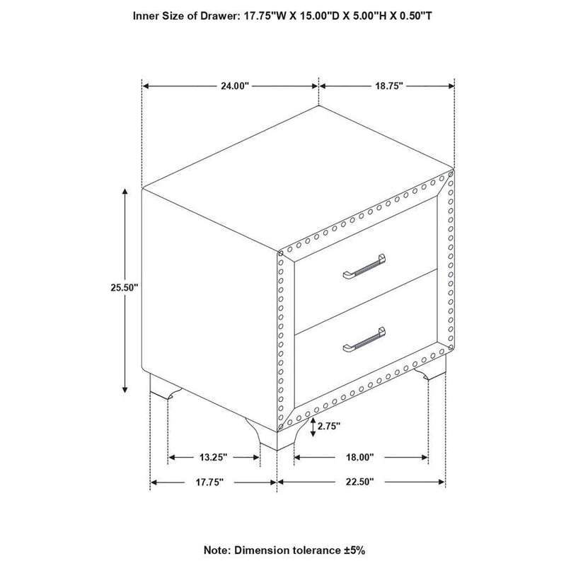 Melody - 2-Drawer Upholstered Nightstand