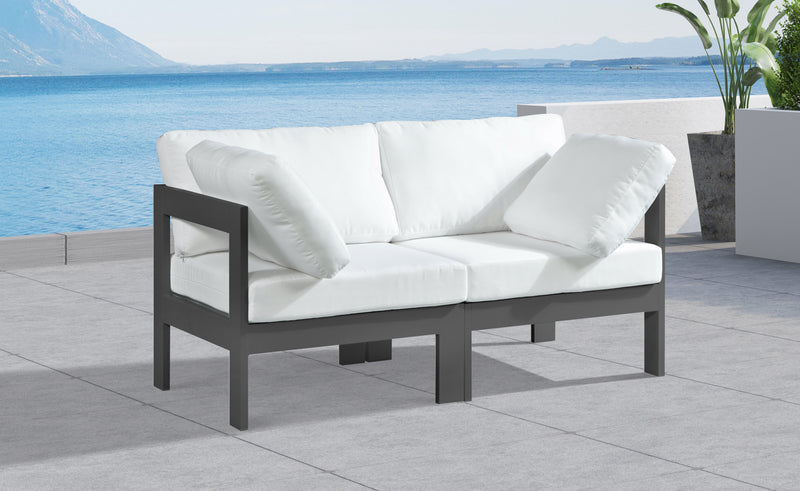 Nizuc - Outdoor Patio Modular Sofa 2 Seats - White - Fabric