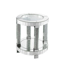 Noralie - 20" Round End Table - Mirrored & Faux Diamonds