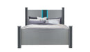 Logan - 4 Piece King Bedroom Set (Bed, Dresser, Mirror, Nightstand) - Silver