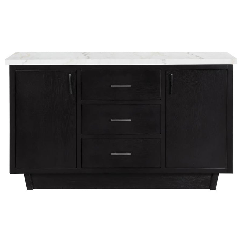 Sherry - 3-Drawer Marble Top Sideboard Buffet - Rustic Espresso