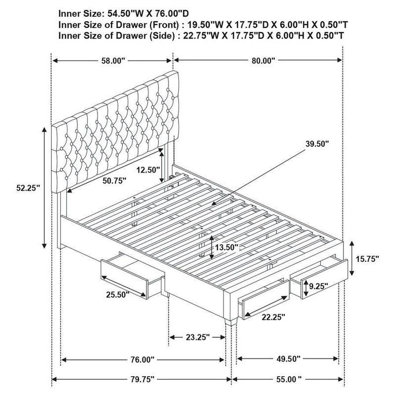 Soledad - 4-drawer Button Tufted Storage Bed
