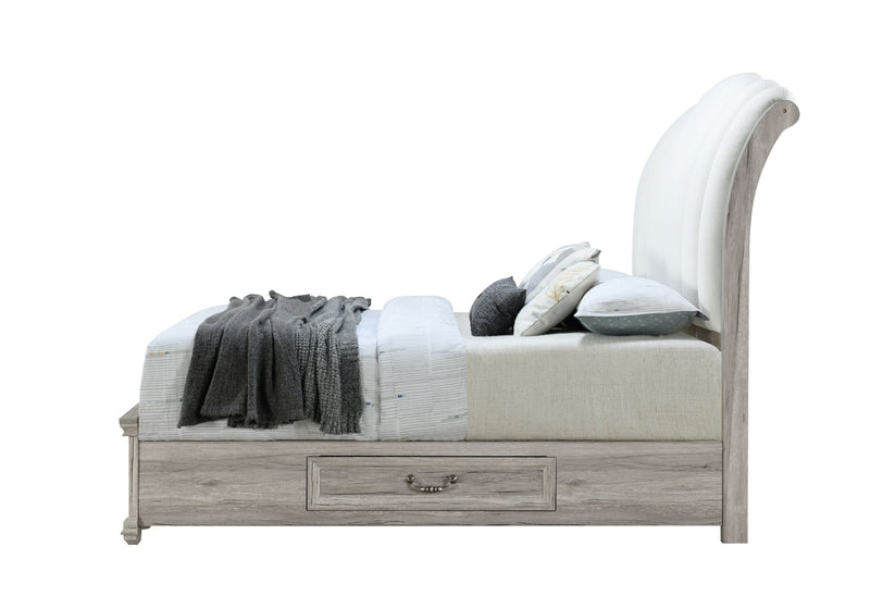 Rowan - Queen Bed With Storage - Natural / White