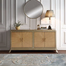 Dodie - Console Cabinet - Natural Oak Sunburst Pattern & Taupe Champaign