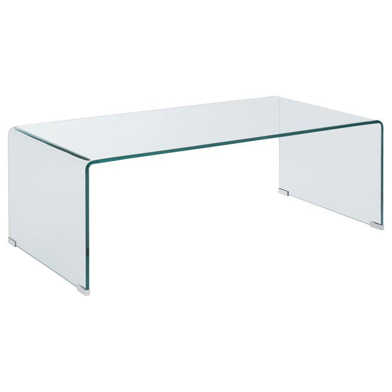 Ripley - Rectangular Tempered Bent Glass Coffee Table - Clear