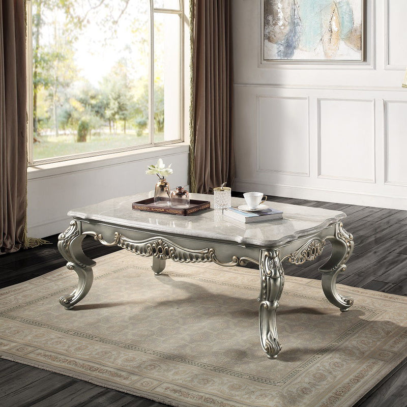 Miliani - Coffee Table With Marble Top - Natural Marble Top & Antique Bronze