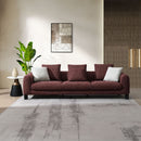 Mardi - Sofa With 6 Pillows - Maroon Tweed