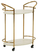 Tarica - Bar Cart - Cream / Gold Finish