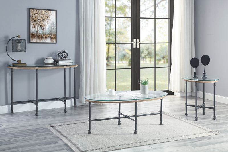 Brantley - Side Table - Clear Glass & Sandy Gray Finish