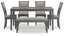 Wrenning - Dining Room Table Set (Set of 6) - Gray