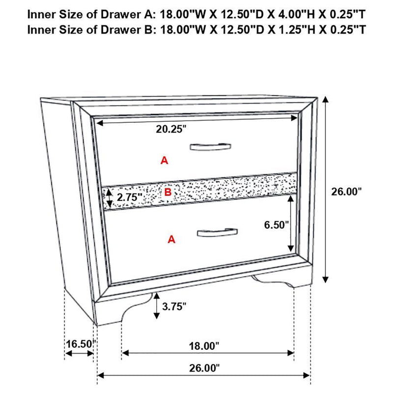 Miranda - 2-Drawer Nightstand Tray