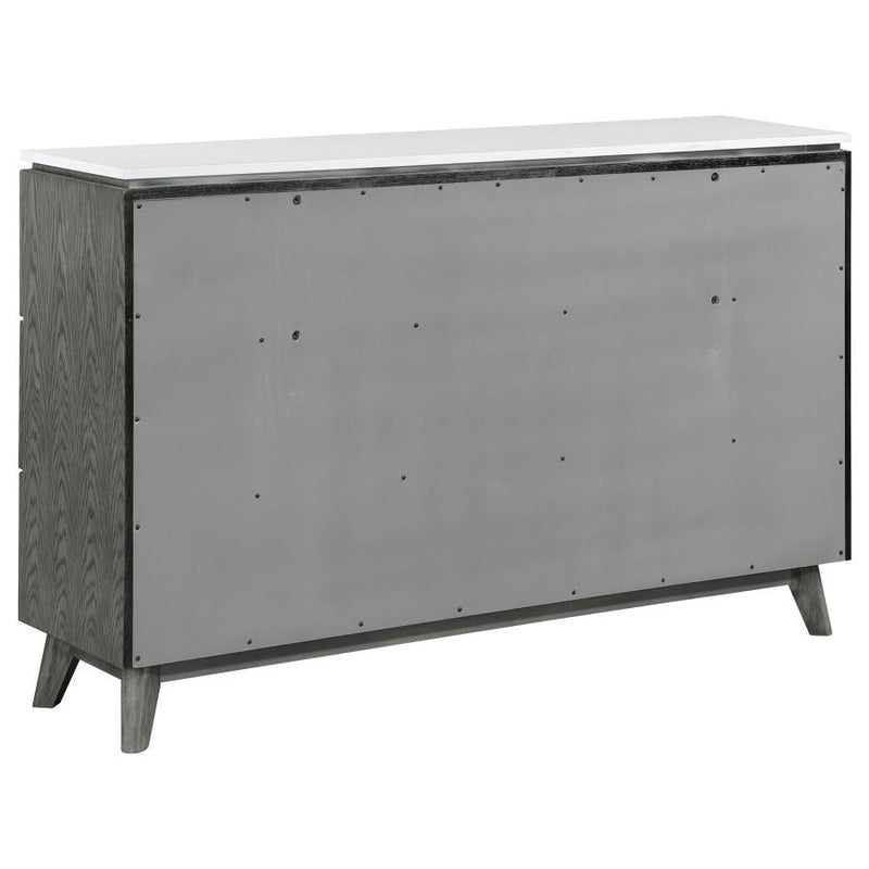 Nathan - 6-Drawer Dresser - White Marble And Gray