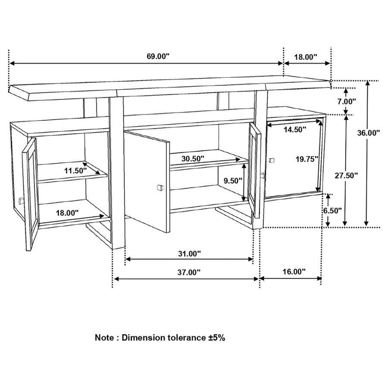 Ditman - 4 Door Solid Wood Sideboard Buffet - Gray Sheesham