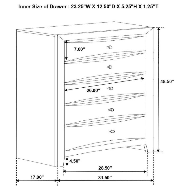 Briana - Rectangular 5-Drawer Chest - Black