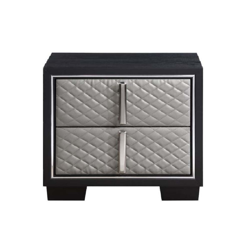 Nicola - Nightstand - Silver PU & Black Finish