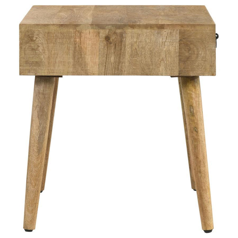 Zabel - 1-Drawer Square Mango Wood Side End Table - Natural