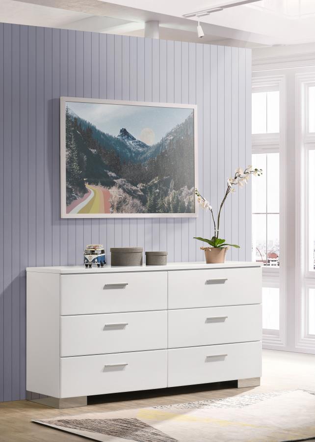 Felicity - 6-Drawer Dresser - Glossy White