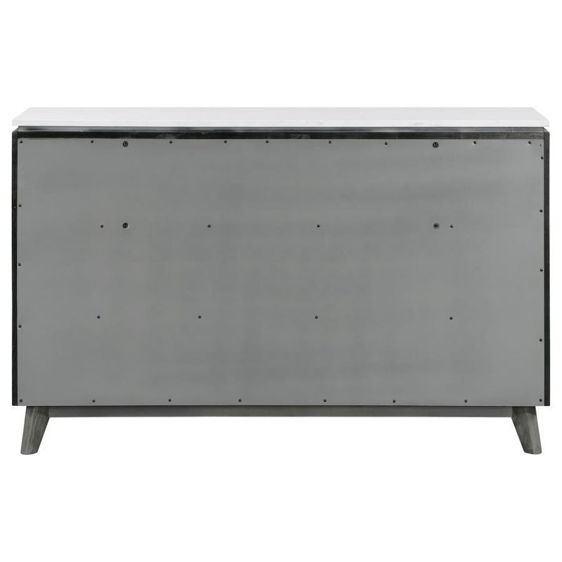 Nathan - 6-Drawer Dresser - White Marble And Gray