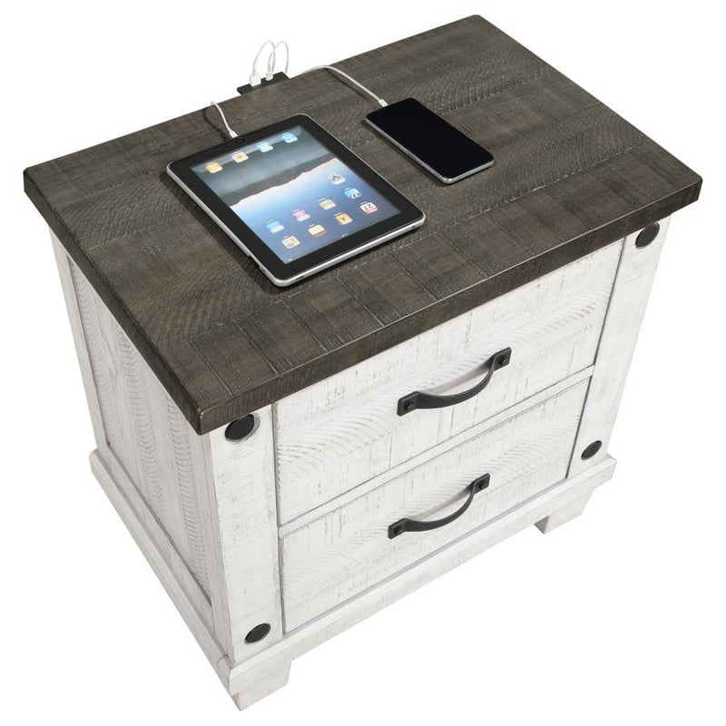 Lilith - 2-Drawer Nightstand - Distressed Gray And White