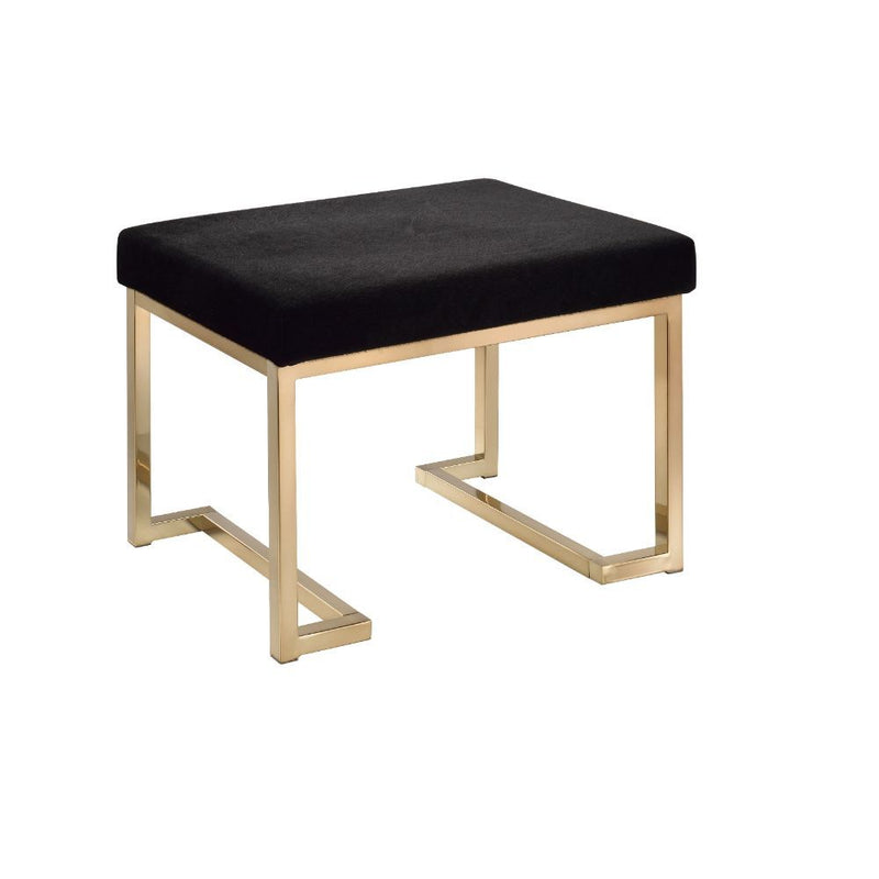 Boice - Ottoman - Black Fabric & Champagne