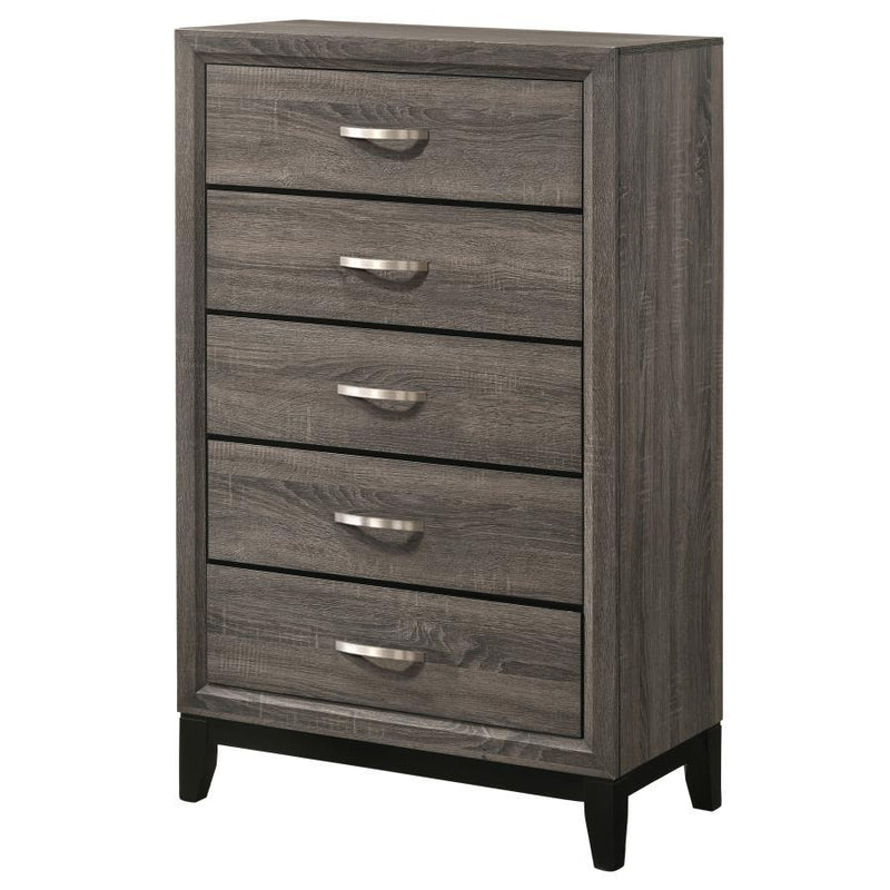 Watson - 5-Drawer Chest - Gray Oak And Black