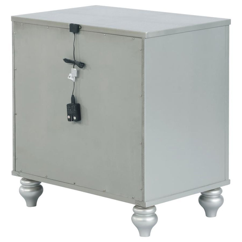 Gunnison - 2-Drawer Nightstand - Silver Metallic