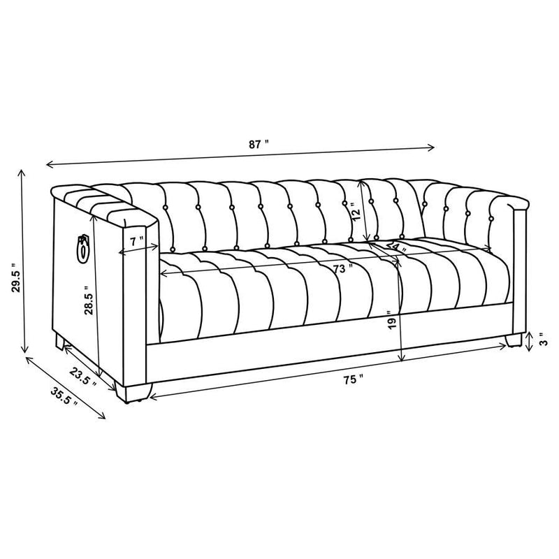 Chaviano - Upholstered Track Arm Sofa - Pearl White