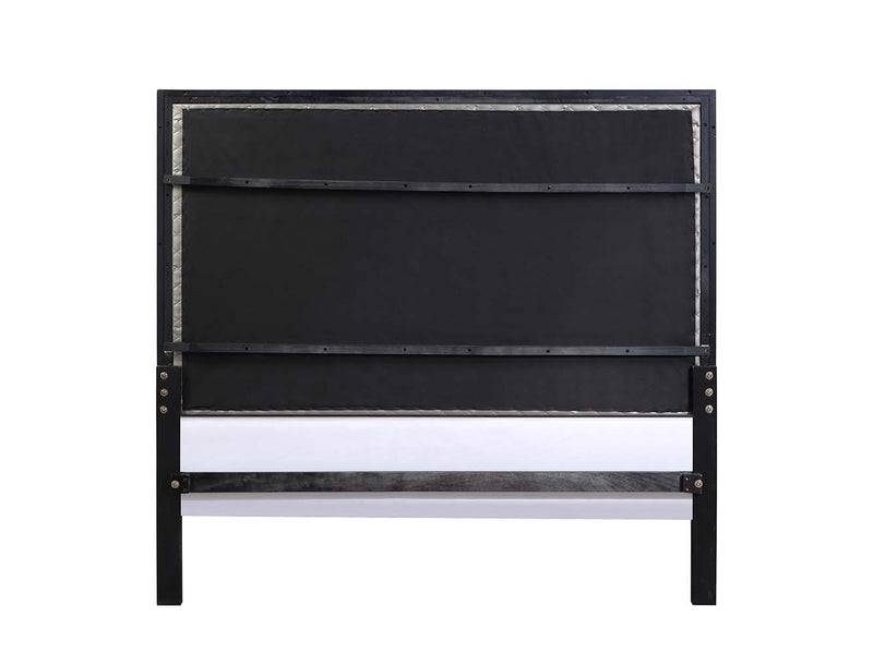 Nicola - Queen Bed - Silver PU & Black Finish