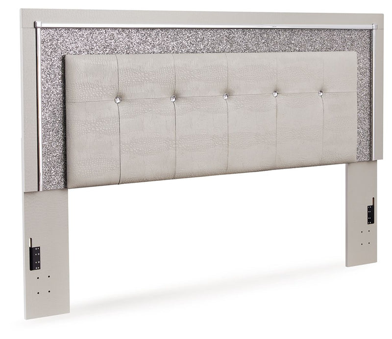 Zyniden - Silver - King Upholstered Panel Headboard