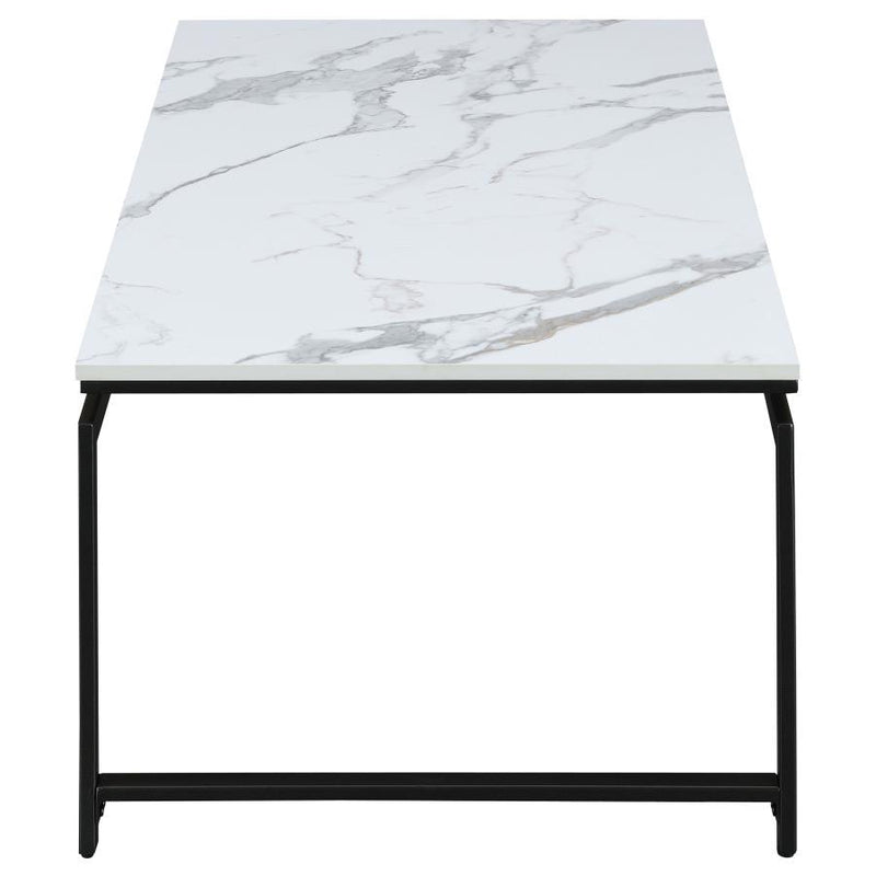 Clark - 3 Piece Faux Marble Top Coffee Table Set - White