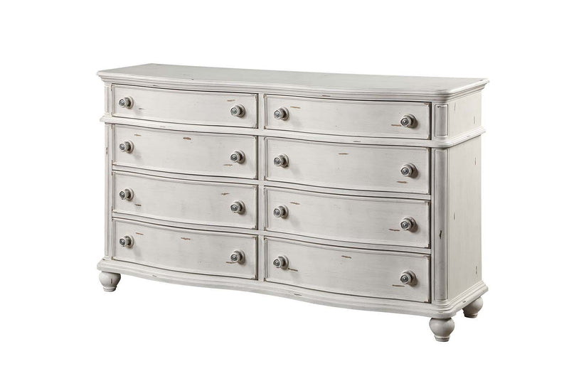 Jaqueline - Dresser - Light Gray Linen & Antique White Finish