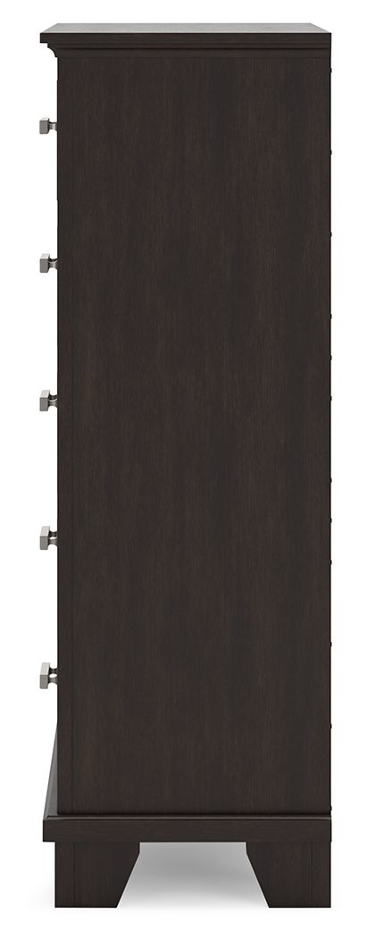 Covetown - Dark Brown - Five Drawer Chest