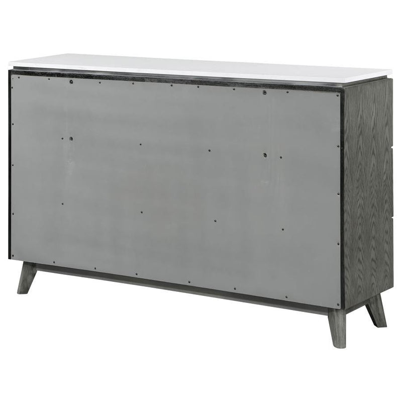 Nathan - 6-Drawer Dresser - White Marble And Gray