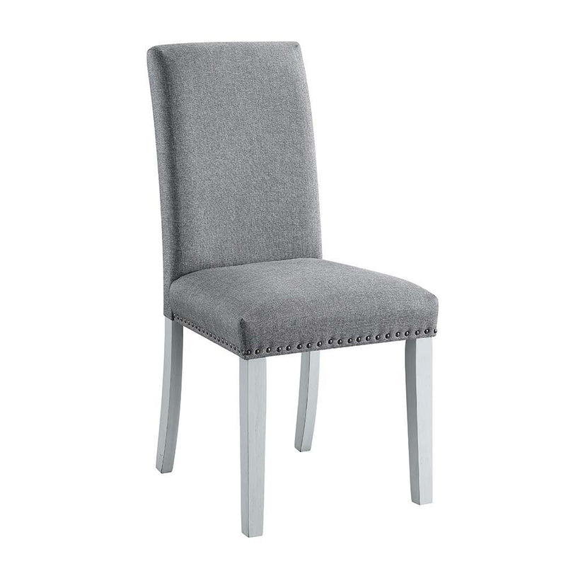 Lanton - Side Chair (Set of 2) - Gray Linen & Antique White Finish