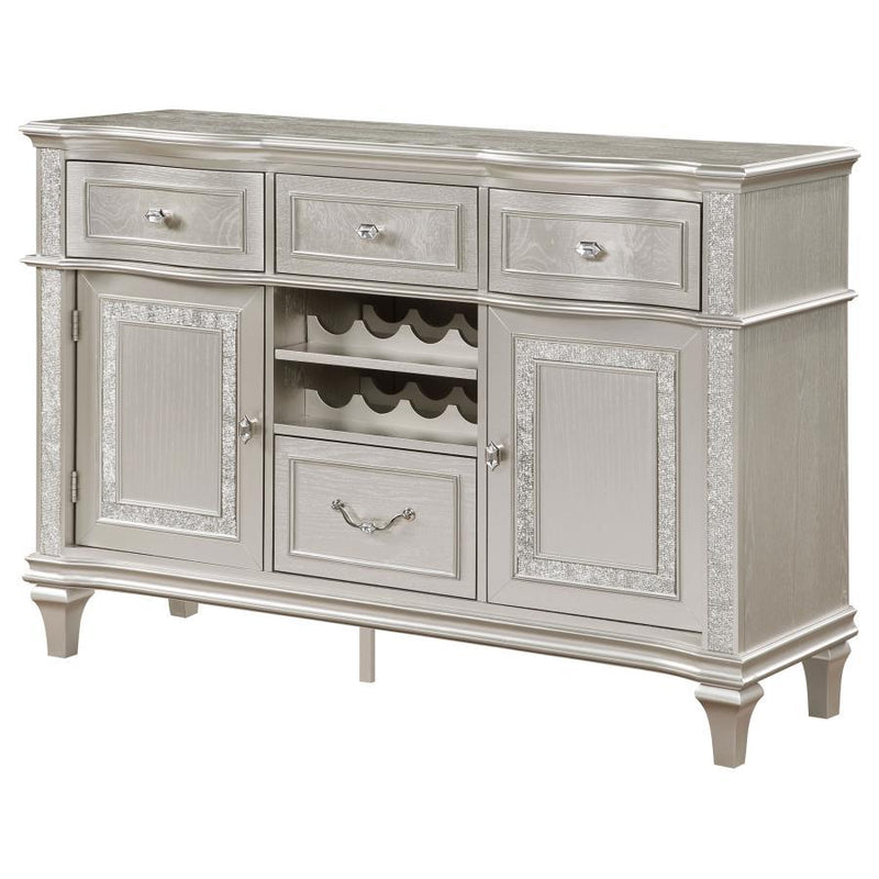 Evangeline - 4-Drawer Sideboard Server With Faux Diamond Trim - Silver Oak