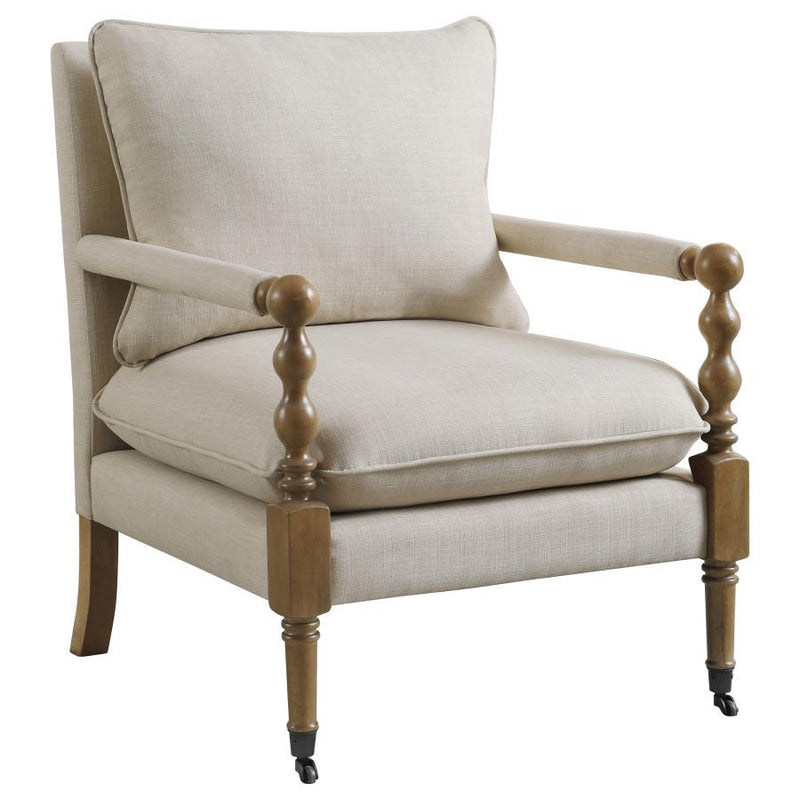 Dempsy - Upholstered Accent Chair With Casters - Beige