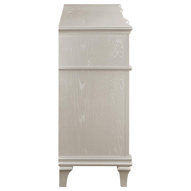 Evangeline - 4-Drawer Sideboard Server With Faux Diamond Trim - Silver Oak